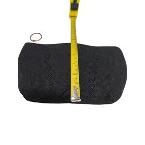 Vintage Black Cordé Clutch Purse Evening Bag Wallet Zipper with Pull 1940s